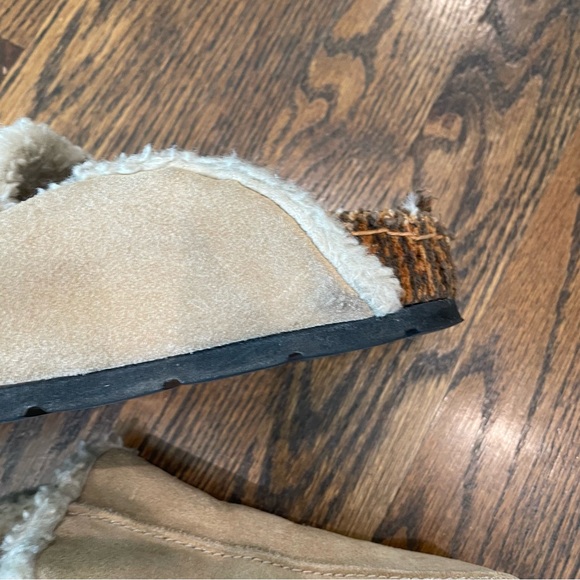 FREE PEOPLE Damon Clogs Tan Suede Faux Fur Textile Insoles Slip Ons - Picture 9 of 14